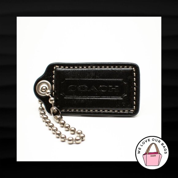 Coach Accessories - 2.5" Large COACH BLACK LEATHER KEY FOB BAG CHARM KEYCHAIN HANGTAG TAG